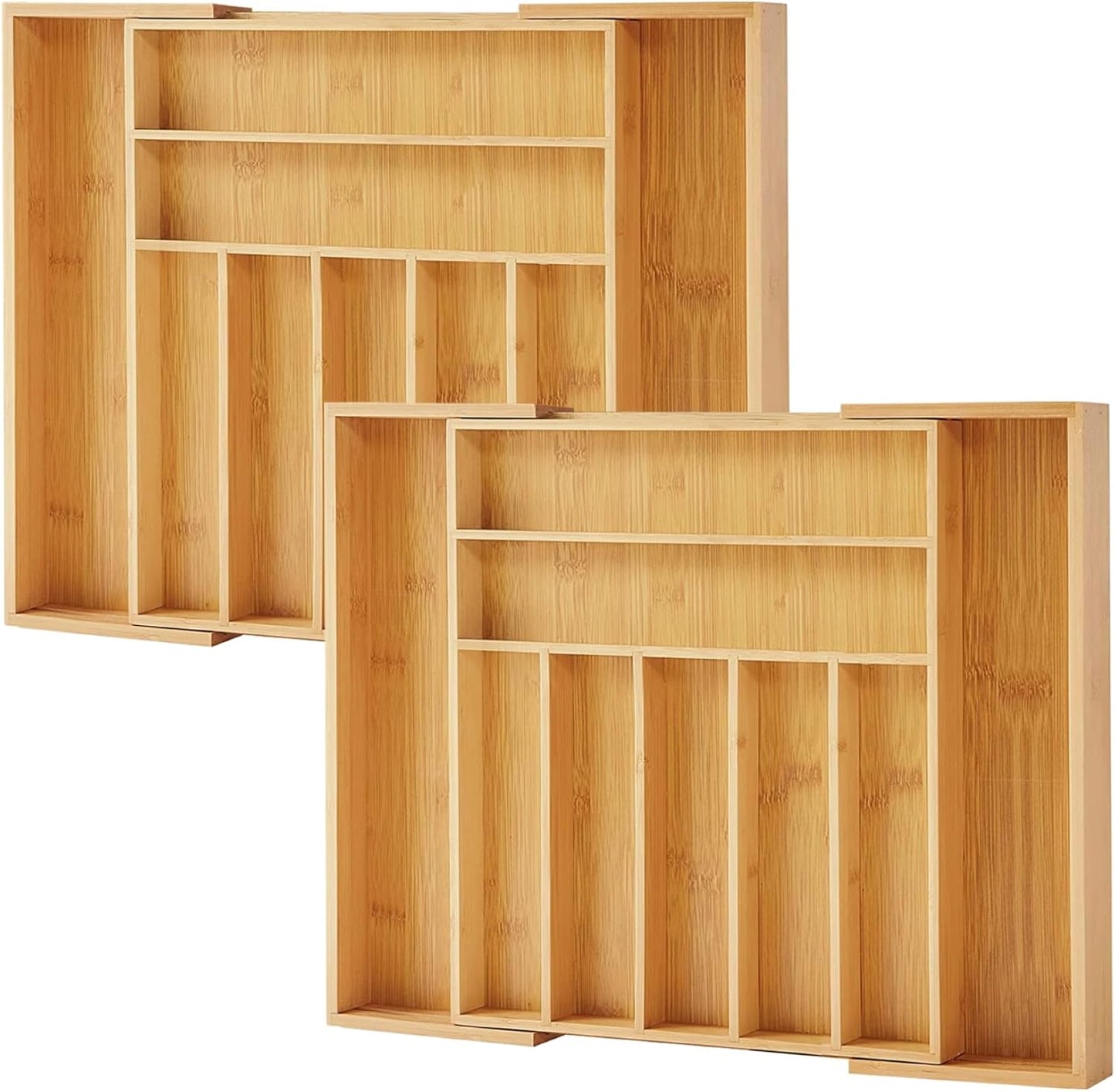 Bamboo Drawer Organizer - Expandable Silverware Organizer & Utensil Drawer Organizer, Cutlery Tray with Dividers, 7-9 Slots- Kitchen Organizer for Utensils & Flatware (Natural)