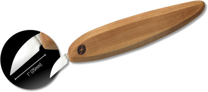 Pro Series Wood Carving Tools - USA-Made 1 Inch Chip Carving Knife, Full Flat Grind Blade, Ergonomic Knife Handle (FP04)