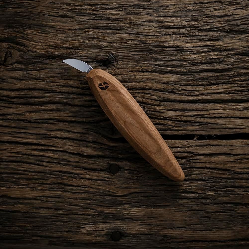 Pro Series Wood Carving Tools - USA-Made 1 Inch Chip Carving Knife, Full Flat Grind Blade, Ergonomic Knife Handle (FP04)