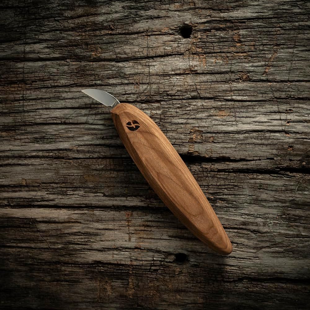 Pro Series Wood Carving Tools - USA-Made 1 Inch Chip Carving Knife, Full Flat Grind Blade, Ergonomic Knife Handle (FP04)