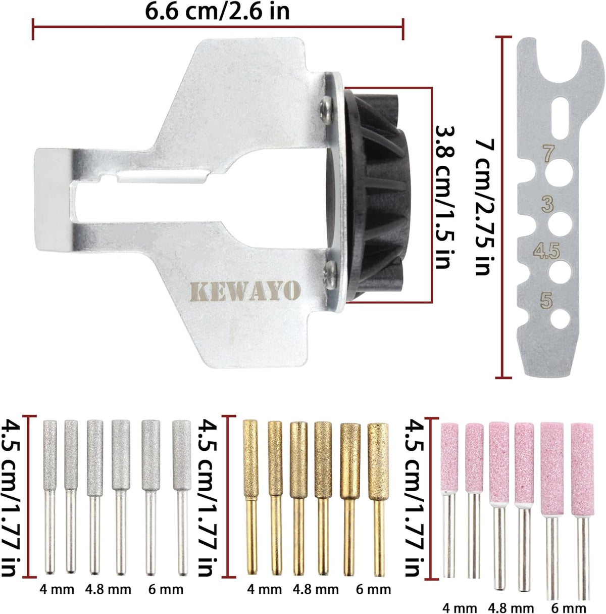 20Pc Chainsaw Sharpening Kit Diamond Burr Files Angle Guide for Drill Chain Saw Blade Lawn Mower