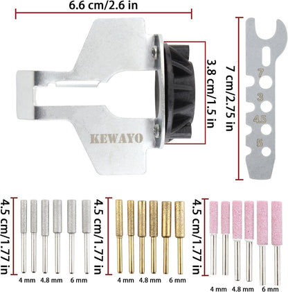 20Pc Chainsaw Sharpening Kit Diamond Burr Files Angle Guide for Drill Chain Saw Blade Lawn Mower
