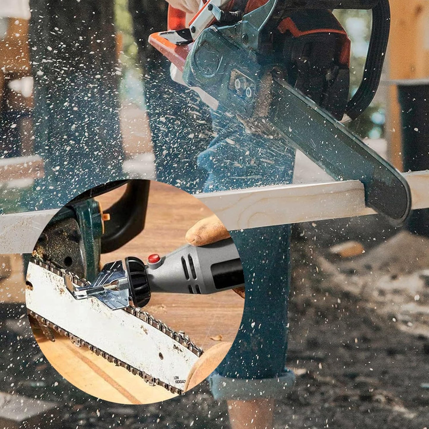 20Pc Chainsaw Sharpening Kit Diamond Burr Files Angle Guide for Drill Chain Saw Blade Lawn Mower