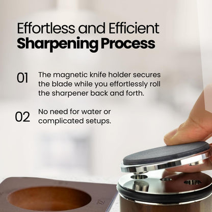 Rolling Knife Sharpener Kit – Manual Knife Sharpeners with Magnetic Holder – Kitchen Knives Sharpener with Diamond & Corundum Discs – 15°, 18°, 20° & 22°
