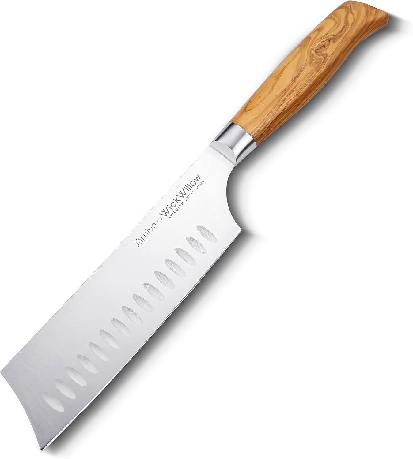 6.5” Nakiri Knife – Swedish Steel, Olive Wood Handle, Daily Prep | For vegetables, herbs and plant-based cooking with clean push cuts. Hand wash only. Gift box included.