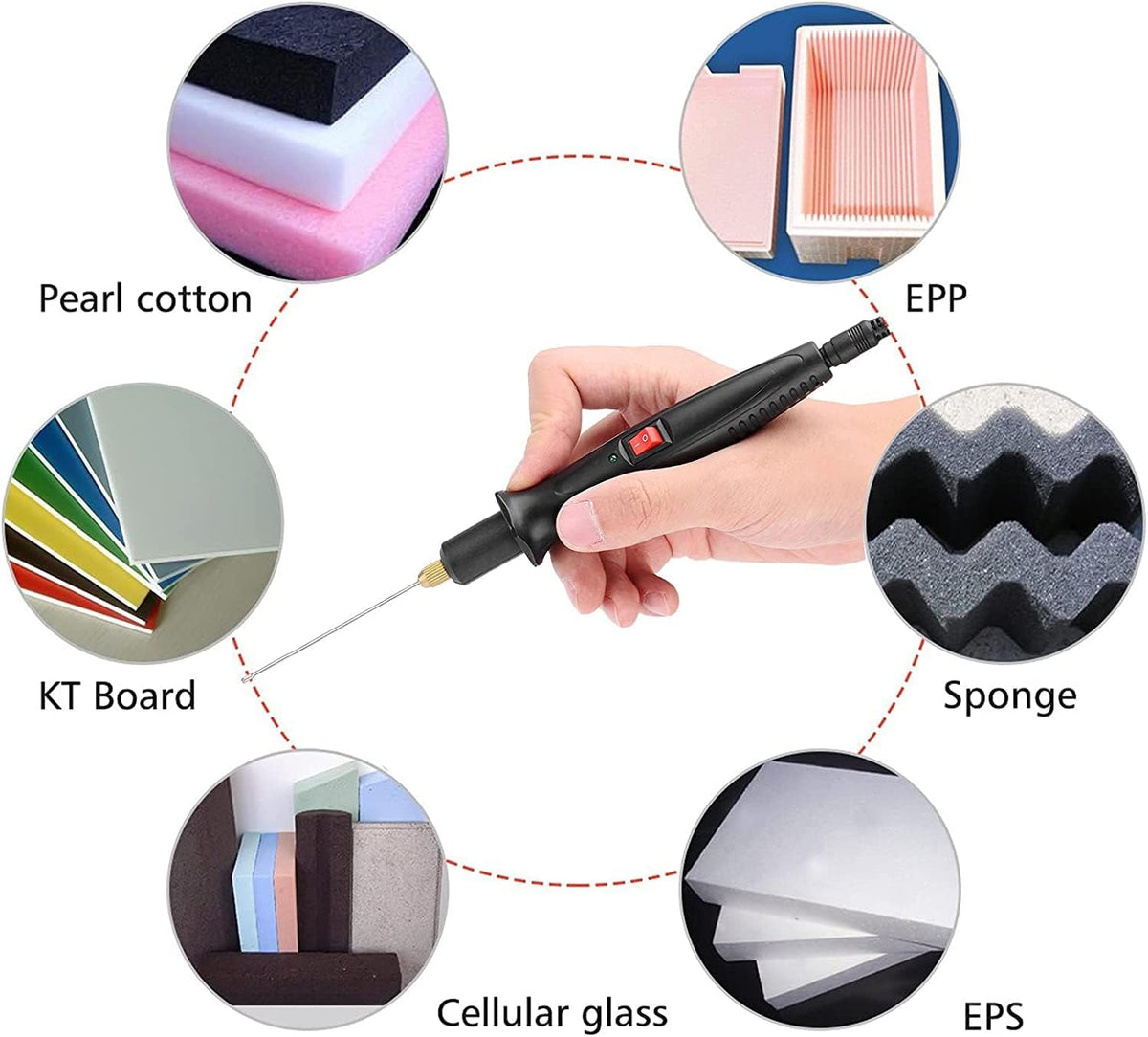 Upgraded 15W Hot Knife Foam Cutter, 10CM Styrofoam Cutting Pen with Power Button, Indicator Light & 100-240V Power Adaptor for DIY Projects and Carving