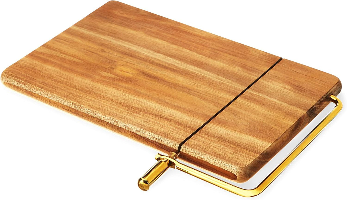 Acacia Cheese Board and Knife Set, Footed Cheese Snack Tray and Cheese Knives Set Cooking Accessories, 16inch Diameter