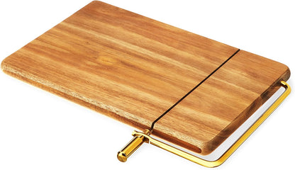 Acacia Cheese Board and Knife Set, Footed Cheese Snack Tray and Cheese Knives Set Cooking Accessories, 16inch Diameter