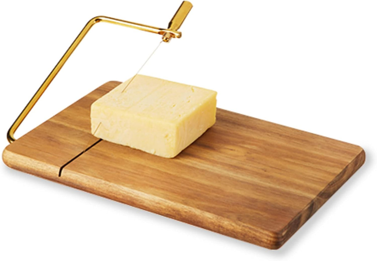 Acacia Cheese Board and Knife Set, Footed Cheese Snack Tray and Cheese Knives Set Cooking Accessories, 16inch Diameter