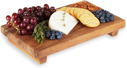 Acacia Cheese Board and Knife Set, Footed Cheese Snack Tray and Cheese Knives Set Cooking Accessories, 16inch Diameter