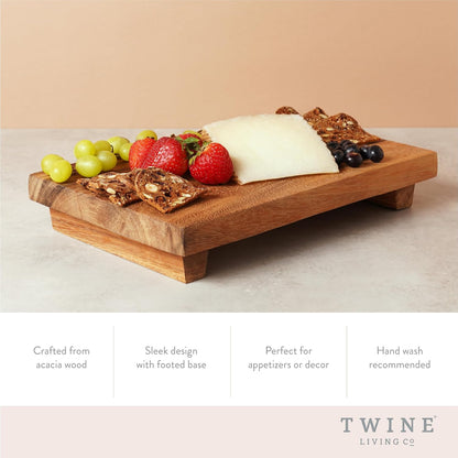 Acacia Cheese Board and Knife Set, Footed Cheese Snack Tray and Cheese Knives Set Cooking Accessories, 16inch Diameter