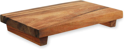 Acacia Cheese Board and Knife Set, Footed Cheese Snack Tray and Cheese Knives Set Cooking Accessories, 16inch Diameter