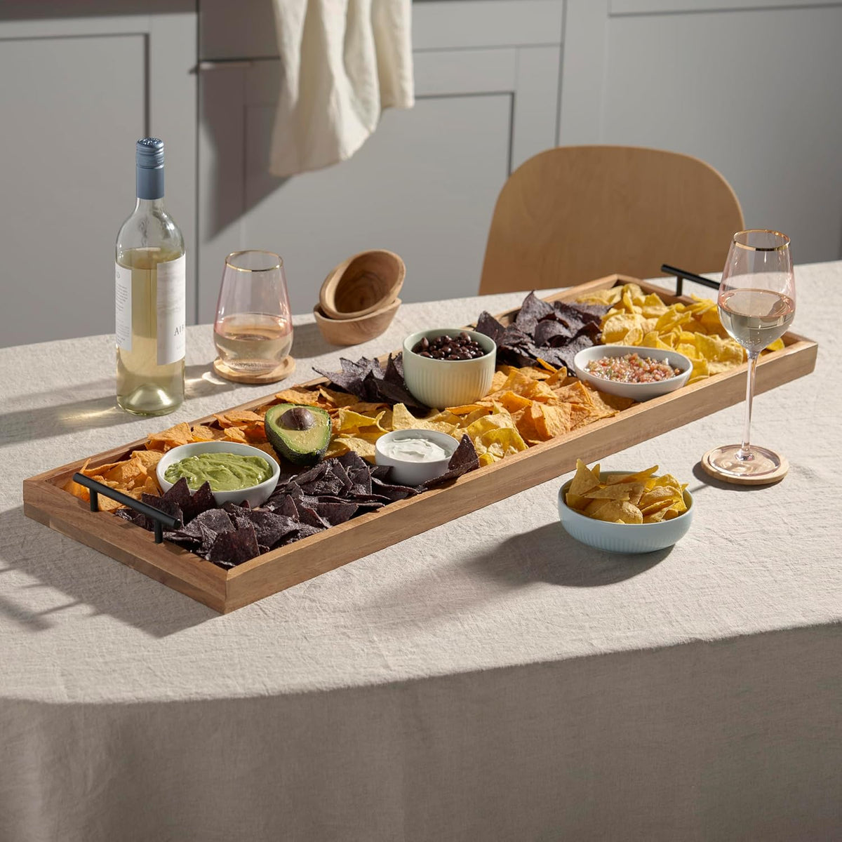 Acacia Cheese Board and Knife Set, Footed Cheese Snack Tray and Cheese Knives Set Cooking Accessories, 16inch Diameter