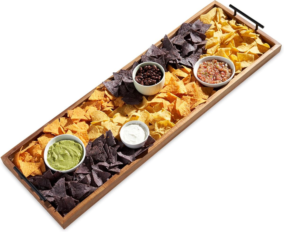 Acacia Cheese Board and Knife Set, Footed Cheese Snack Tray and Cheese Knives Set Cooking Accessories, 16inch Diameter