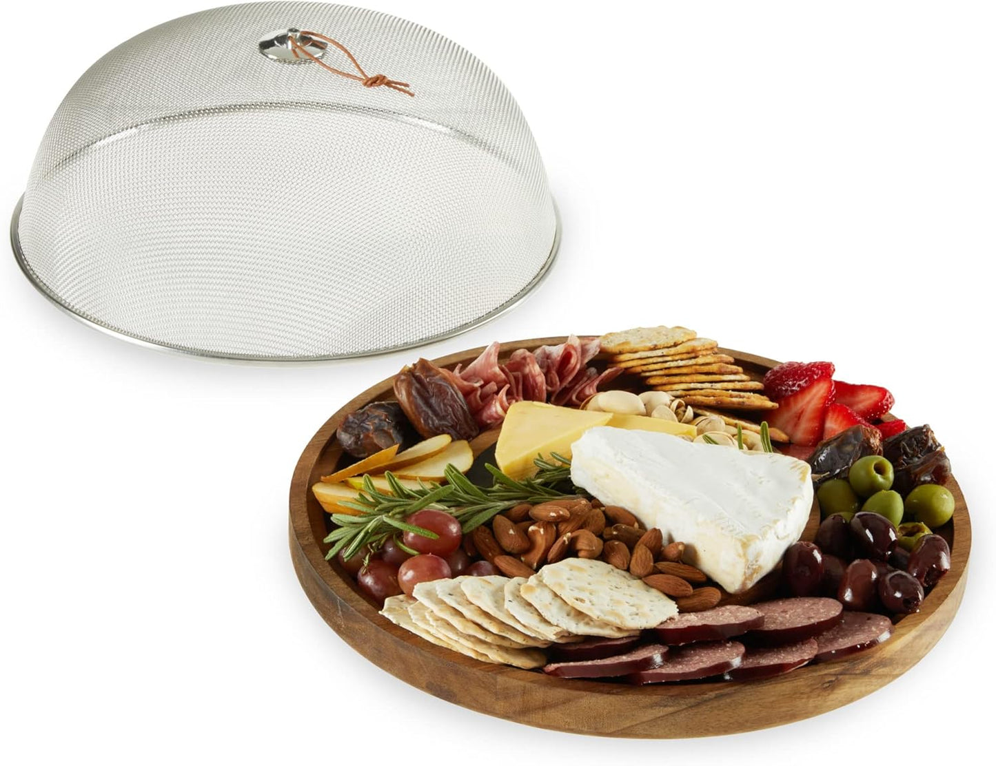 Acacia Cheese Board and Knife Set, Footed Cheese Snack Tray and Cheese Knives Set Cooking Accessories, 16inch Diameter
