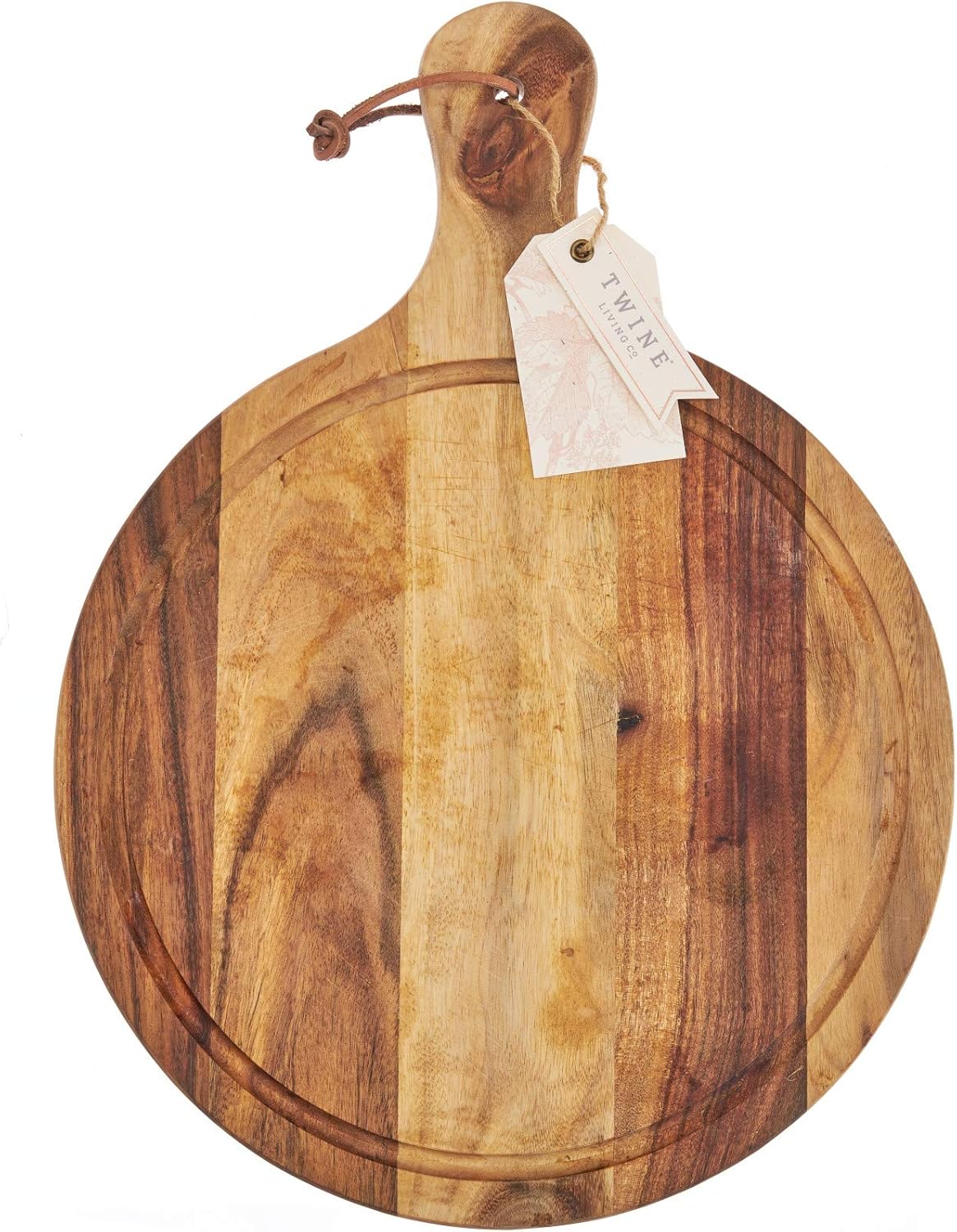 Acacia Cheese Board and Knife Set, Footed Cheese Snack Tray and Cheese Knives Set Cooking Accessories, 16inch Diameter