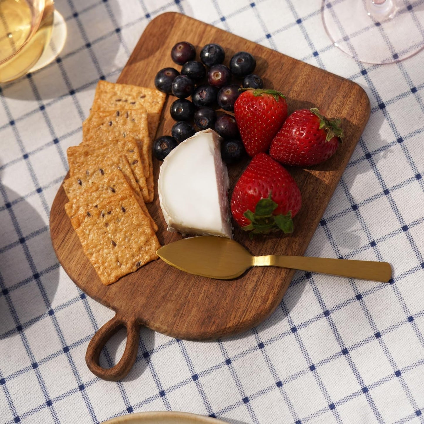 Acacia Cheese Board and Knife Set, Footed Cheese Snack Tray and Cheese Knives Set Cooking Accessories, 16inch Diameter