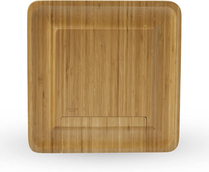 Acacia Cheese Board and Knife Set, Footed Cheese Snack Tray and Cheese Knives Set Cooking Accessories, 16inch Diameter