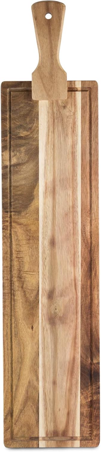 Acacia Cheese Board and Knife Set, Footed Cheese Snack Tray and Cheese Knives Set Cooking Accessories, 16inch Diameter