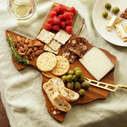 Acacia Cheese Board and Knife Set, Footed Cheese Snack Tray and Cheese Knives Set Cooking Accessories, 16inch Diameter