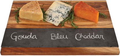Acacia Cheese Board and Knife Set, Footed Cheese Snack Tray and Cheese Knives Set Cooking Accessories, 16inch Diameter