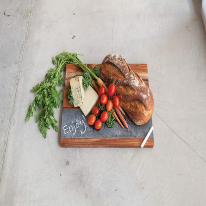 Acacia Cheese Board and Knife Set, Footed Cheese Snack Tray and Cheese Knives Set Cooking Accessories, 16inch Diameter