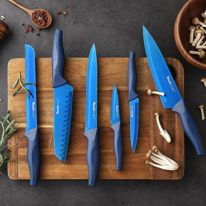 Black Stainless Steel Knife Set, Sharp Kitchen Knife Set Professional, Kitchen Knife Set Dishwasher Safe with Covers for Cooking