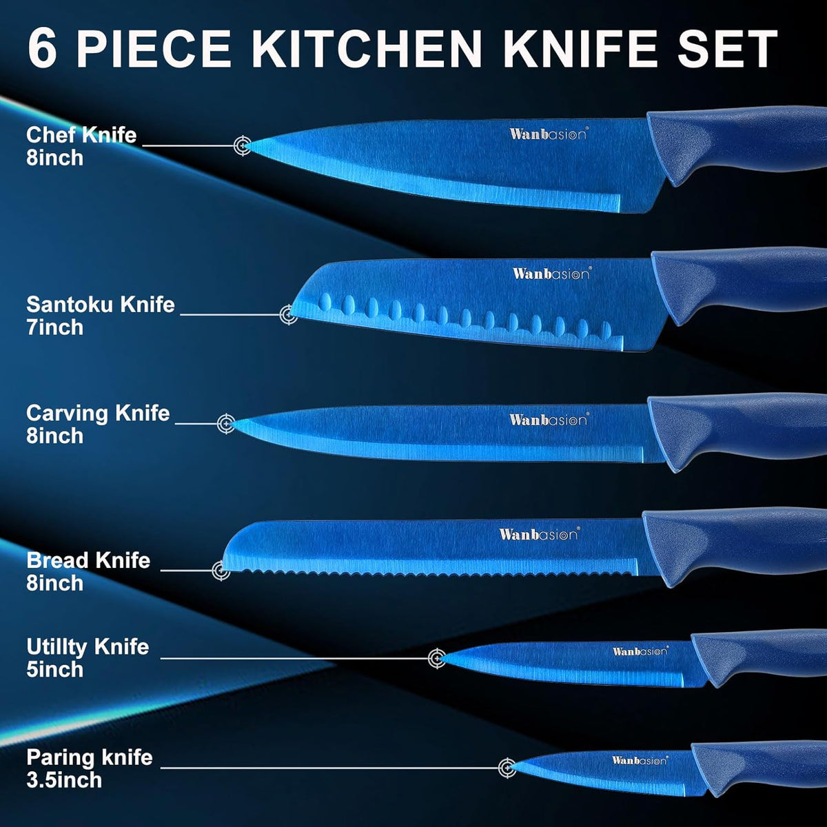 Black Stainless Steel Knife Set, Sharp Kitchen Knife Set Professional, Kitchen Knife Set Dishwasher Safe with Covers for Cooking