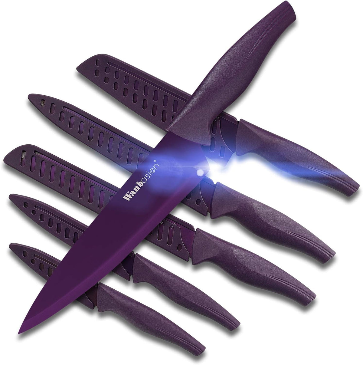 Black Stainless Steel Knife Set, Sharp Kitchen Knife Set Professional, Kitchen Knife Set Dishwasher Safe with Covers for Cooking