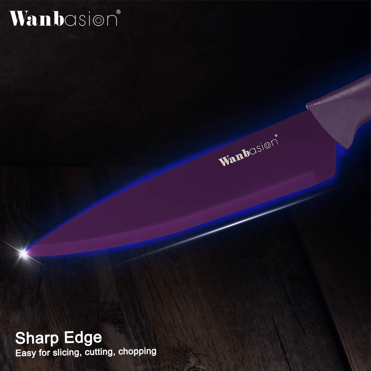 Black Stainless Steel Knife Set, Sharp Kitchen Knife Set Professional, Kitchen Knife Set Dishwasher Safe with Covers for Cooking