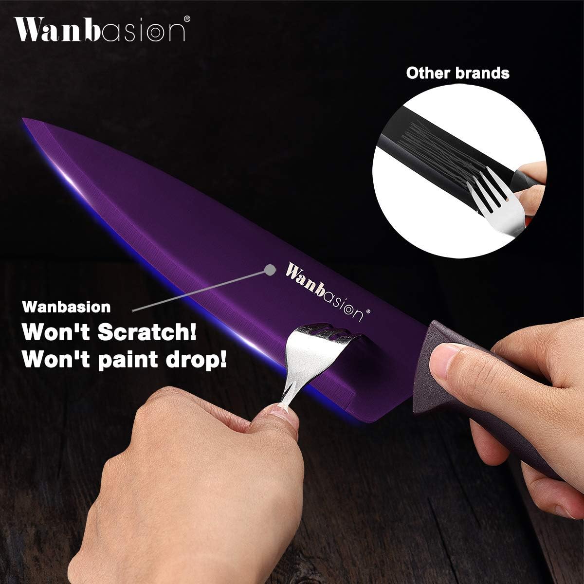 Black Stainless Steel Knife Set, Sharp Kitchen Knife Set Professional, Kitchen Knife Set Dishwasher Safe with Covers for Cooking