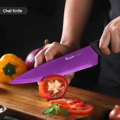 Black Stainless Steel Knife Set, Sharp Kitchen Knife Set Professional, Kitchen Knife Set Dishwasher Safe with Covers for Cooking