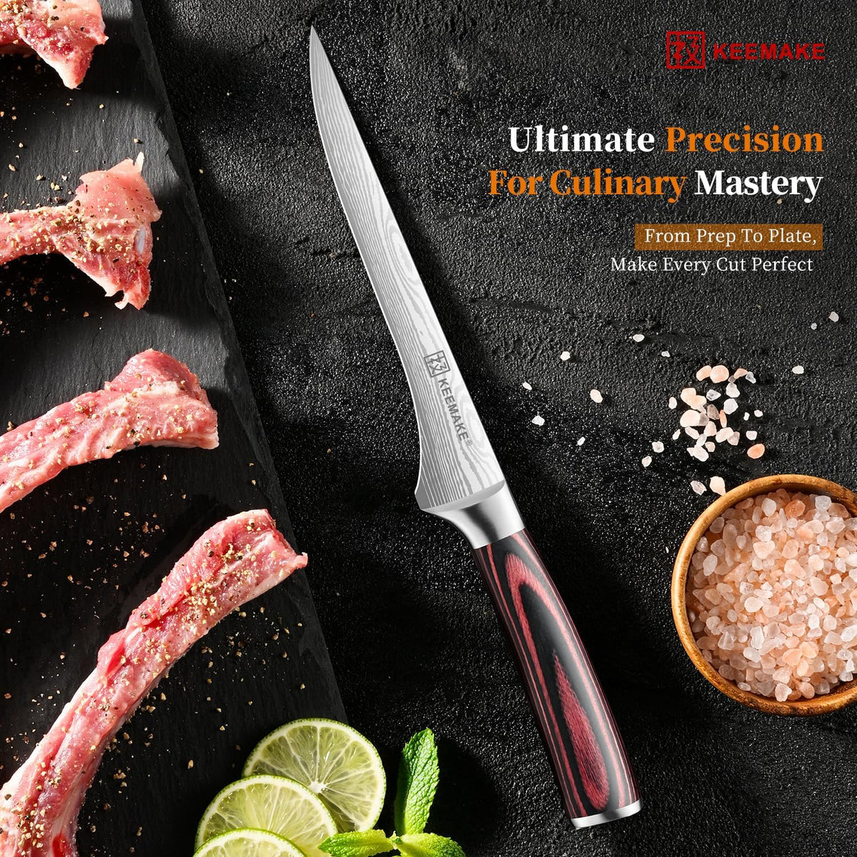 Fillet Knife 6 Inch, Super Sharp Boning Knife High Carbon Stainless Steel Deboning Knives for Meat Cutting, Fish Knive with Ergonomic Pakkawood Handle with Gift Box, Father Day Gifts