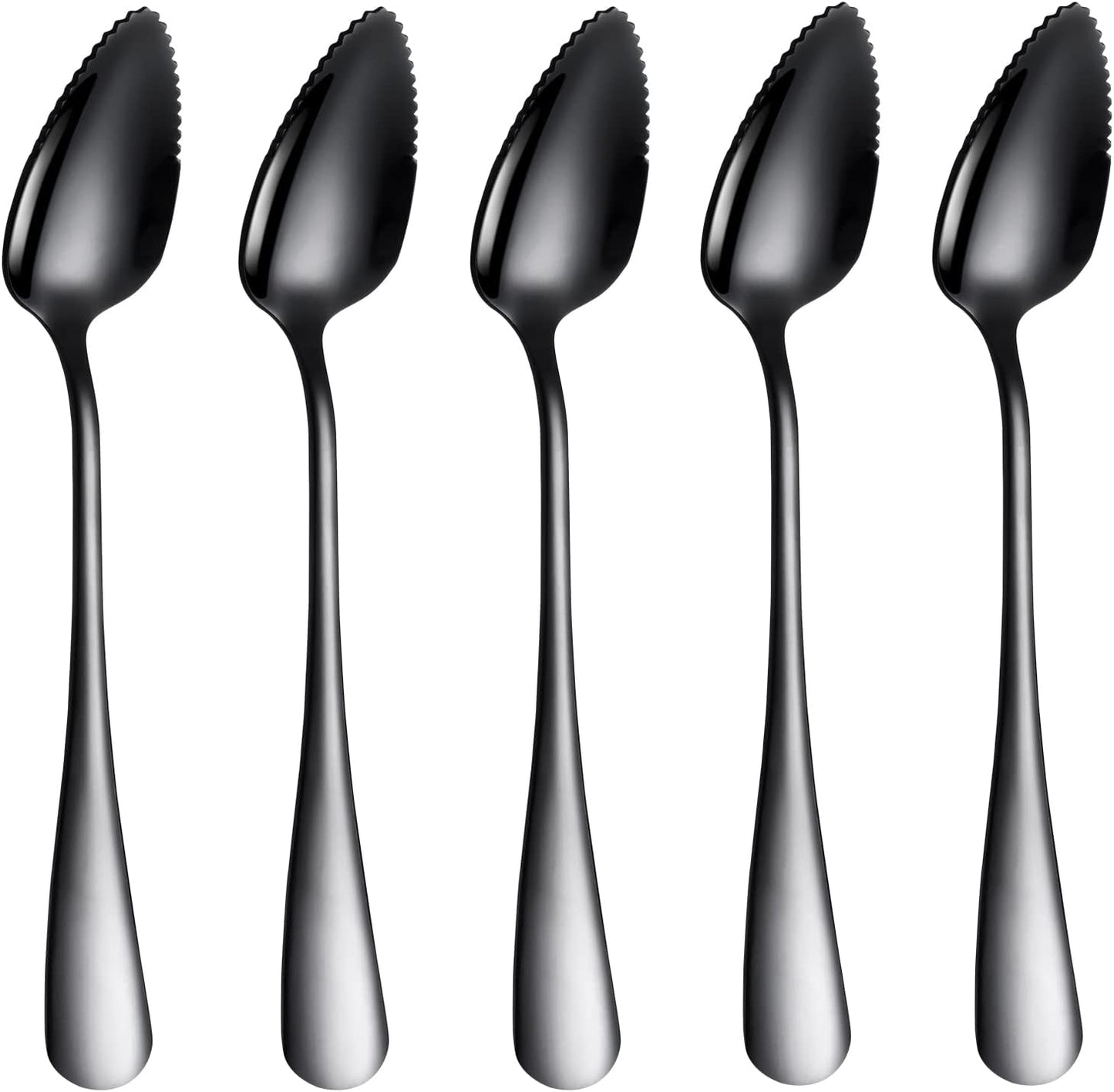 Grapefruit Spoons & Grapefruit Knife, Stainless Steel Grapefruit Utensil | Serrated Edge & Thick Gauge Handle, Rainbow Kitchen Tool Set with Non-stick Plating for Kiwi, Dessert, Apple (5 PCS)