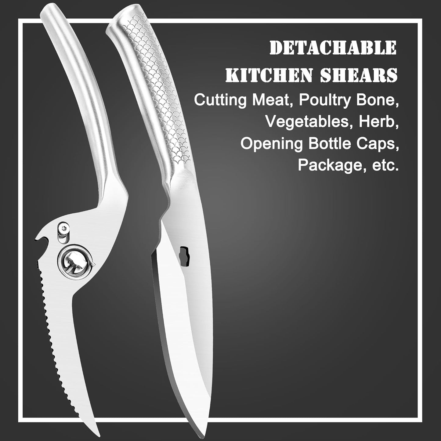 Heavy Duty Poultry Shears for Food, Dishwasher Safe Kitchen Scissor | 3CR14 All-steel Forged Multi-function Detachable Kitchen Shears for Spatchcock Turkey,Chicken,Salad