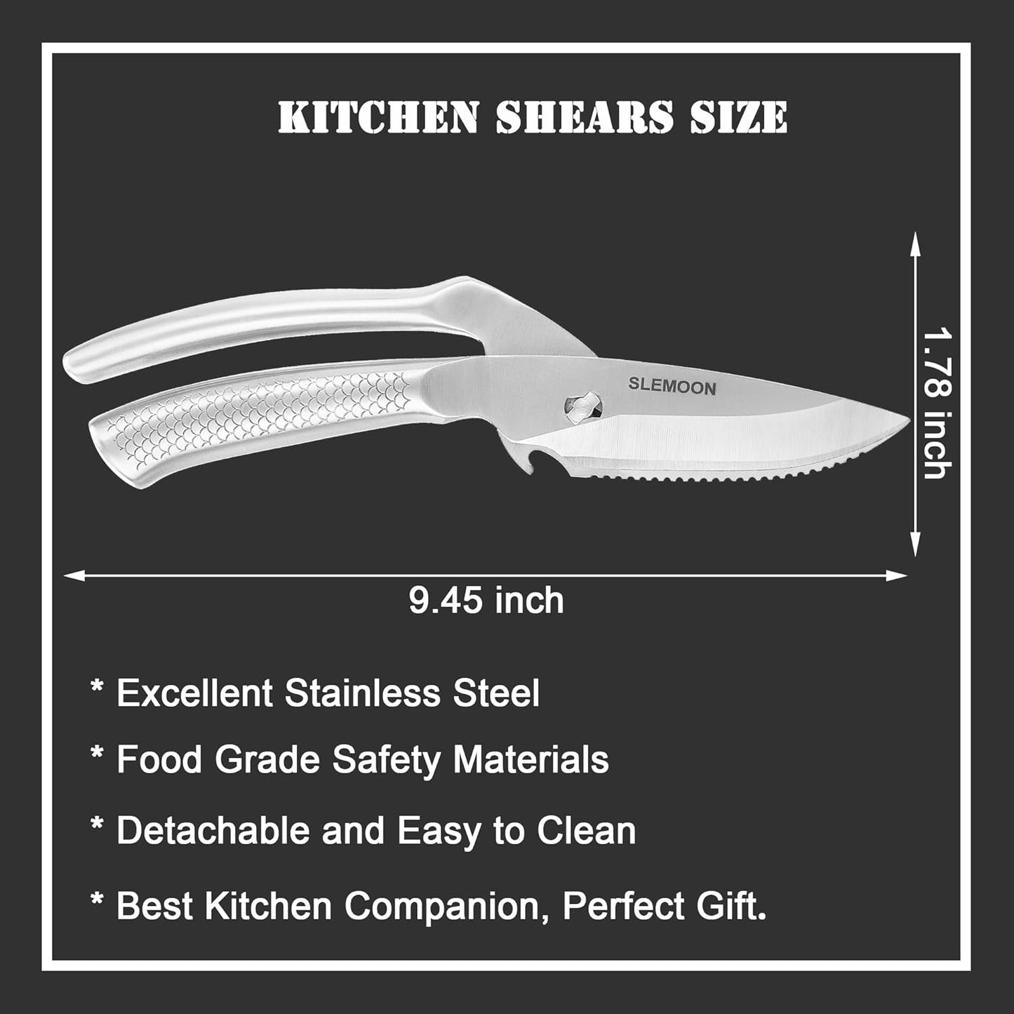 Heavy Duty Poultry Shears for Food, Dishwasher Safe Kitchen Scissor | 3CR14 All-steel Forged Multi-function Detachable Kitchen Shears for Spatchcock Turkey,Chicken,Salad