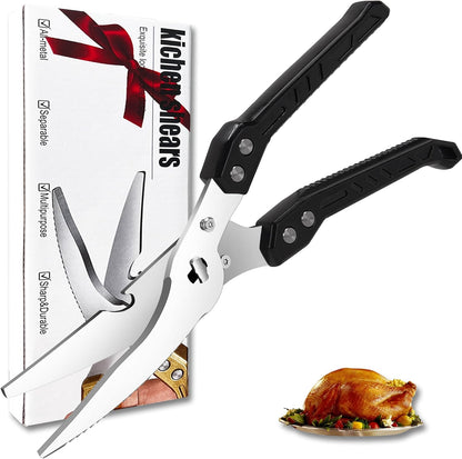 Heavy Duty Poultry Shears for Food, Dishwasher Safe Kitchen Scissor | 3CR14 All-steel Forged Multi-function Detachable Kitchen Shears for Spatchcock Turkey,Chicken,Salad