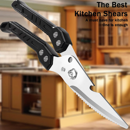 Heavy Duty Poultry Shears for Food, Dishwasher Safe Kitchen Scissor | 3CR14 All-steel Forged Multi-function Detachable Kitchen Shears for Spatchcock Turkey,Chicken,Salad