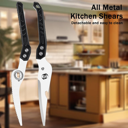 Heavy Duty Poultry Shears for Food, Dishwasher Safe Kitchen Scissor | 3CR14 All-steel Forged Multi-function Detachable Kitchen Shears for Spatchcock Turkey,Chicken,Salad