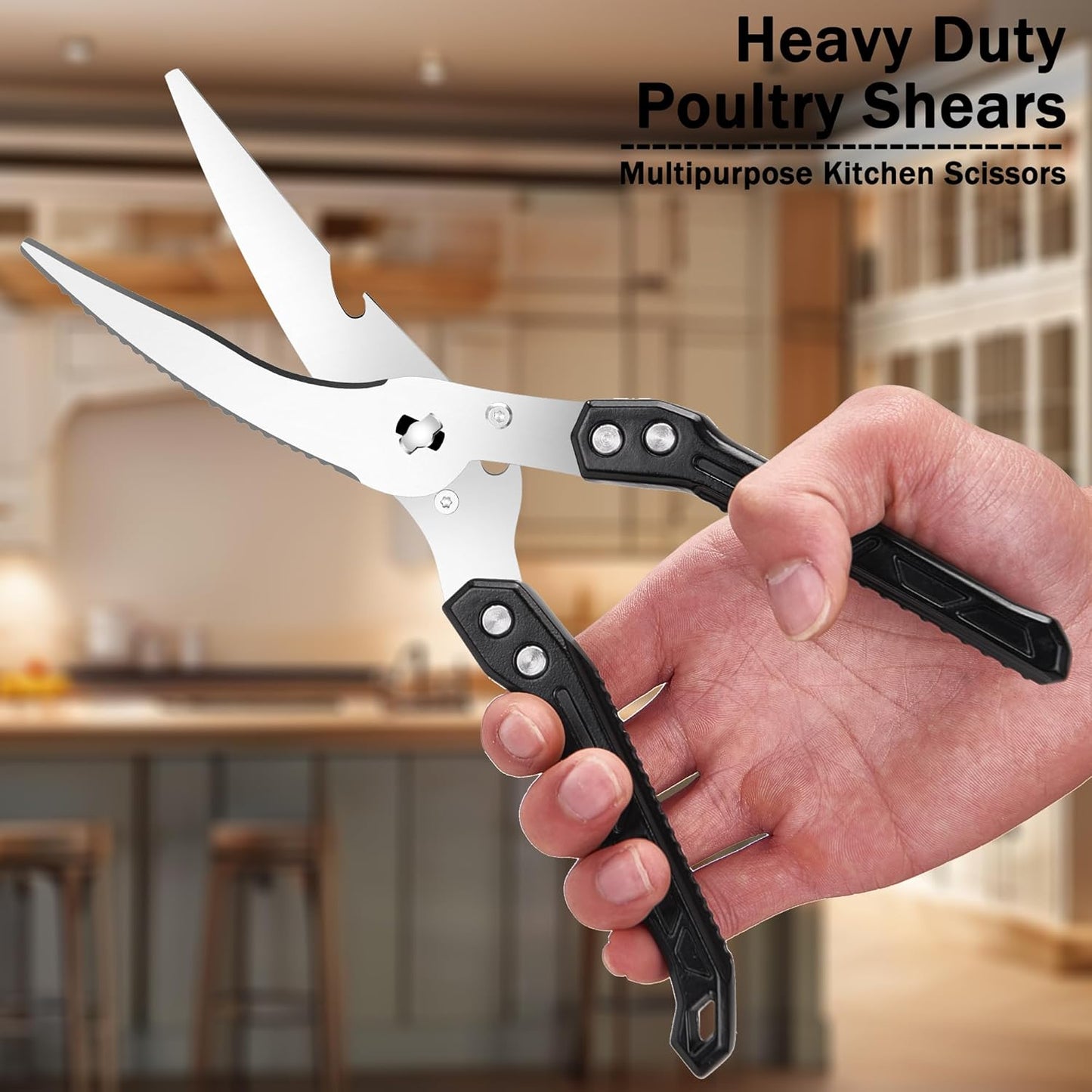 Heavy Duty Poultry Shears for Food, Dishwasher Safe Kitchen Scissor | 3CR14 All-steel Forged Multi-function Detachable Kitchen Shears for Spatchcock Turkey,Chicken,Salad