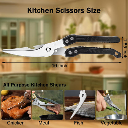 Heavy Duty Poultry Shears for Food, Dishwasher Safe Kitchen Scissor | 3CR14 All-steel Forged Multi-function Detachable Kitchen Shears for Spatchcock Turkey,Chicken,Salad