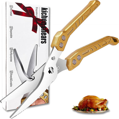 Heavy Duty Poultry Shears for Food, Dishwasher Safe Kitchen Scissor | 3CR14 All-steel Forged Multi-function Detachable Kitchen Shears for Spatchcock Turkey,Chicken,Salad