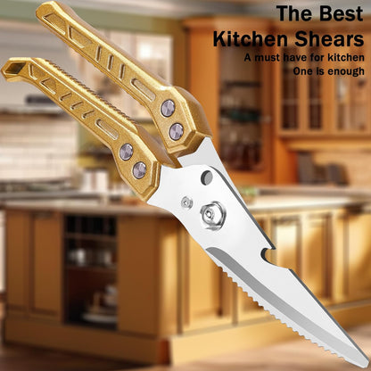 Heavy Duty Poultry Shears for Food, Dishwasher Safe Kitchen Scissor | 3CR14 All-steel Forged Multi-function Detachable Kitchen Shears for Spatchcock Turkey,Chicken,Salad