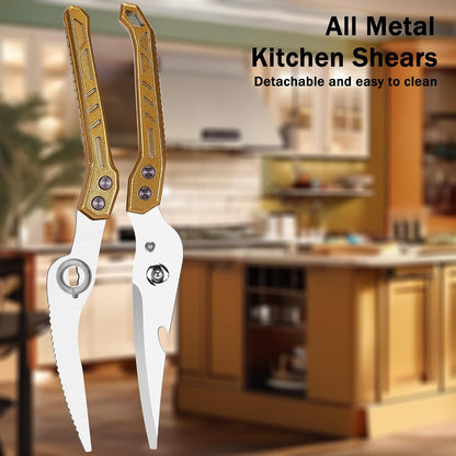 Heavy Duty Poultry Shears for Food, Dishwasher Safe Kitchen Scissor | 3CR14 All-steel Forged Multi-function Detachable Kitchen Shears for Spatchcock Turkey,Chicken,Salad