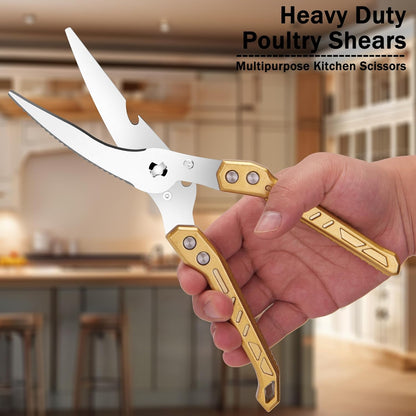 Heavy Duty Poultry Shears for Food, Dishwasher Safe Kitchen Scissor | 3CR14 All-steel Forged Multi-function Detachable Kitchen Shears for Spatchcock Turkey,Chicken,Salad
