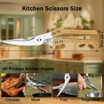 Heavy Duty Poultry Shears for Food, Dishwasher Safe Kitchen Scissor | 3CR14 All-steel Forged Multi-function Detachable Kitchen Shears for Spatchcock Turkey,Chicken,Salad