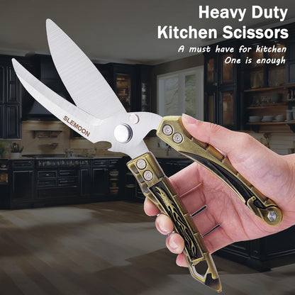 Heavy Duty Poultry Shears for Food, Dishwasher Safe Kitchen Scissor | 3CR14 All-steel Forged Multi-function Detachable Kitchen Shears for Spatchcock Turkey,Chicken,Salad
