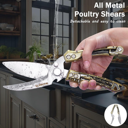 Heavy Duty Poultry Shears for Food, Dishwasher Safe Kitchen Scissor | 3CR14 All-steel Forged Multi-function Detachable Kitchen Shears for Spatchcock Turkey,Chicken,Salad