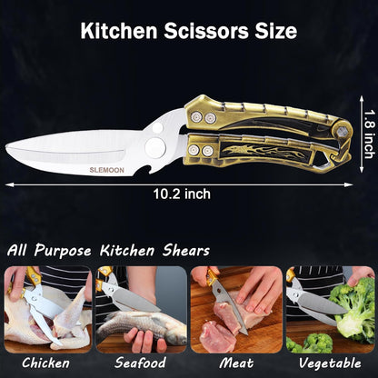 Heavy Duty Poultry Shears for Food, Dishwasher Safe Kitchen Scissor | 3CR14 All-steel Forged Multi-function Detachable Kitchen Shears for Spatchcock Turkey,Chicken,Salad