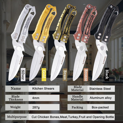 Heavy Duty Poultry Shears for Food, Dishwasher Safe Kitchen Scissor | 3CR14 All-steel Forged Multi-function Detachable Kitchen Shears for Spatchcock Turkey,Chicken,Salad